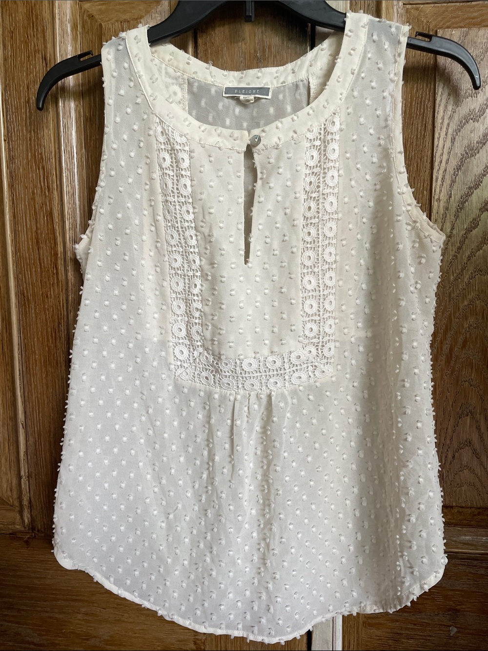 White Swiss Dot Lace-Trim Sleeveless Camisole